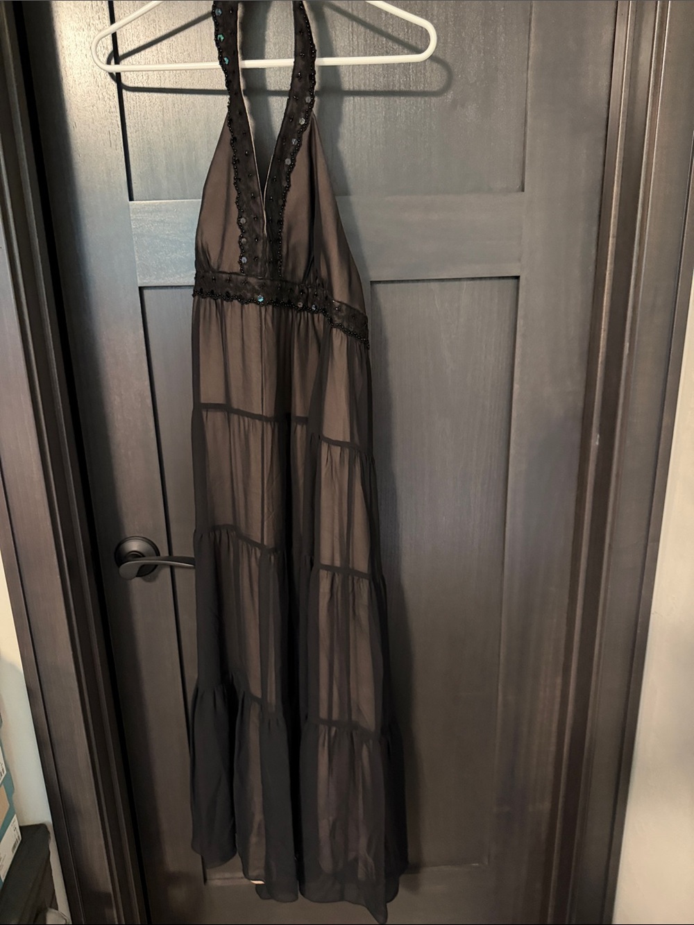 Max and Cleo Lightweight Black Halter Maxi Dress - Size 4